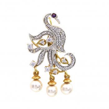 Zircon, Amethyst, and Pearl Stone Brooch - Exquisite Harmony for All Occasions